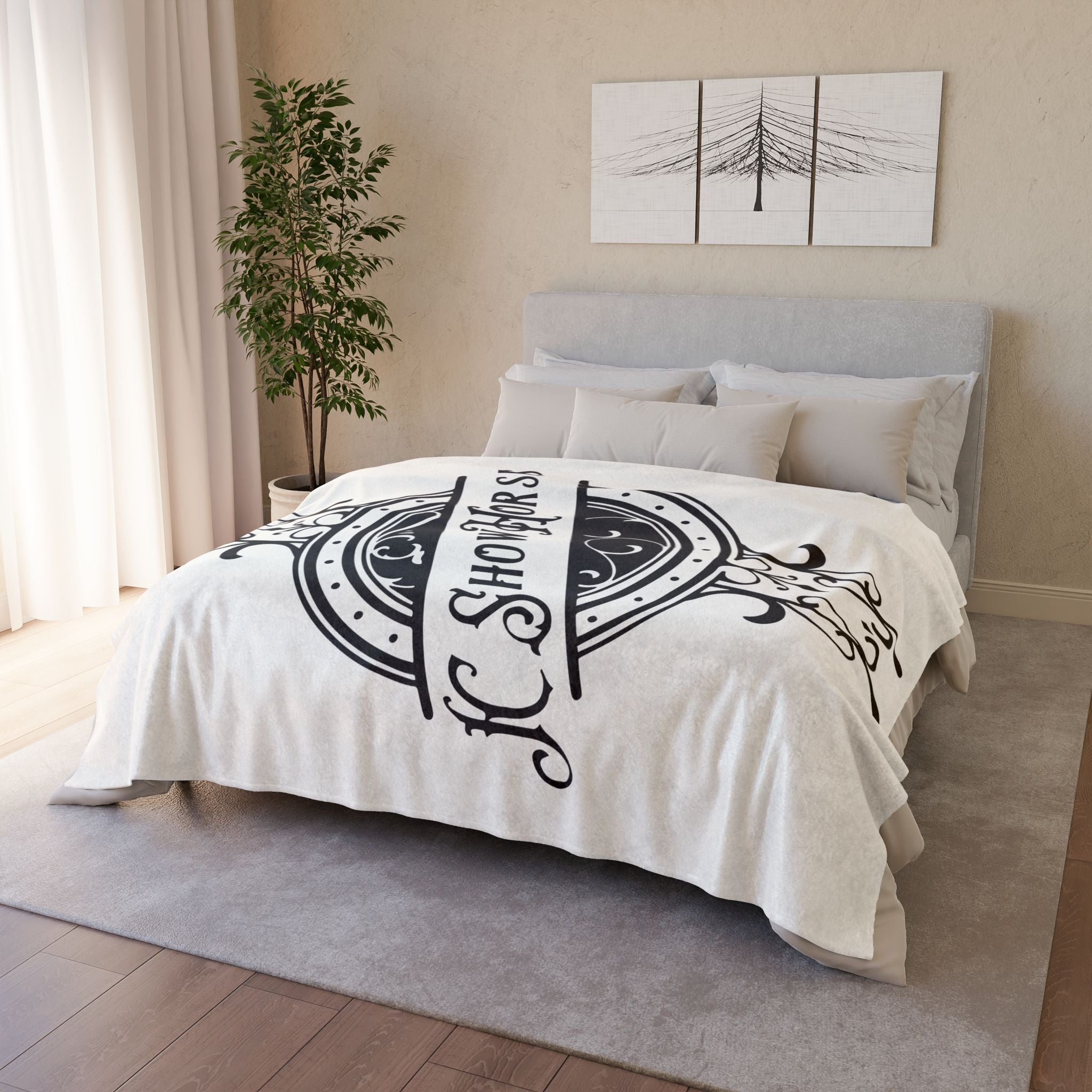 JC Show Horses Soft Polyester Blanket white