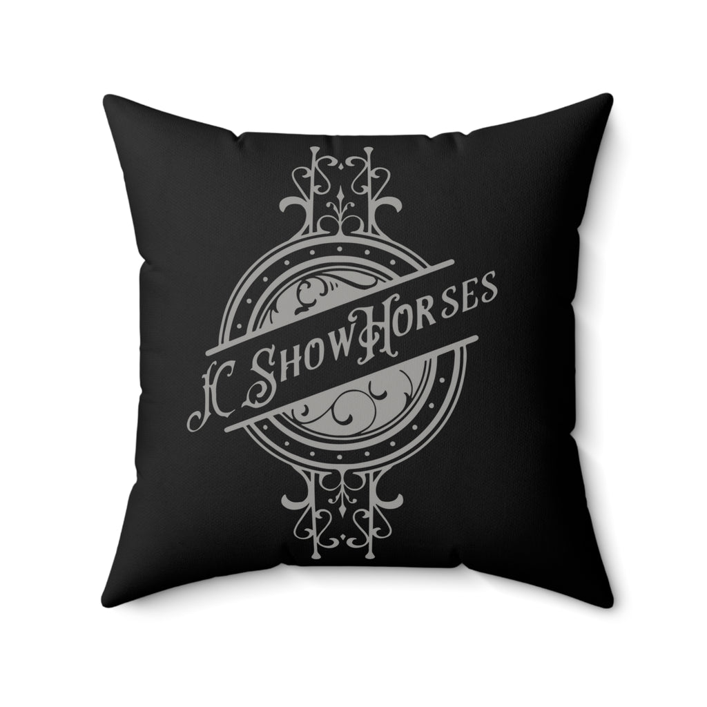 JC Show Horses Faux Suede Square Pillow