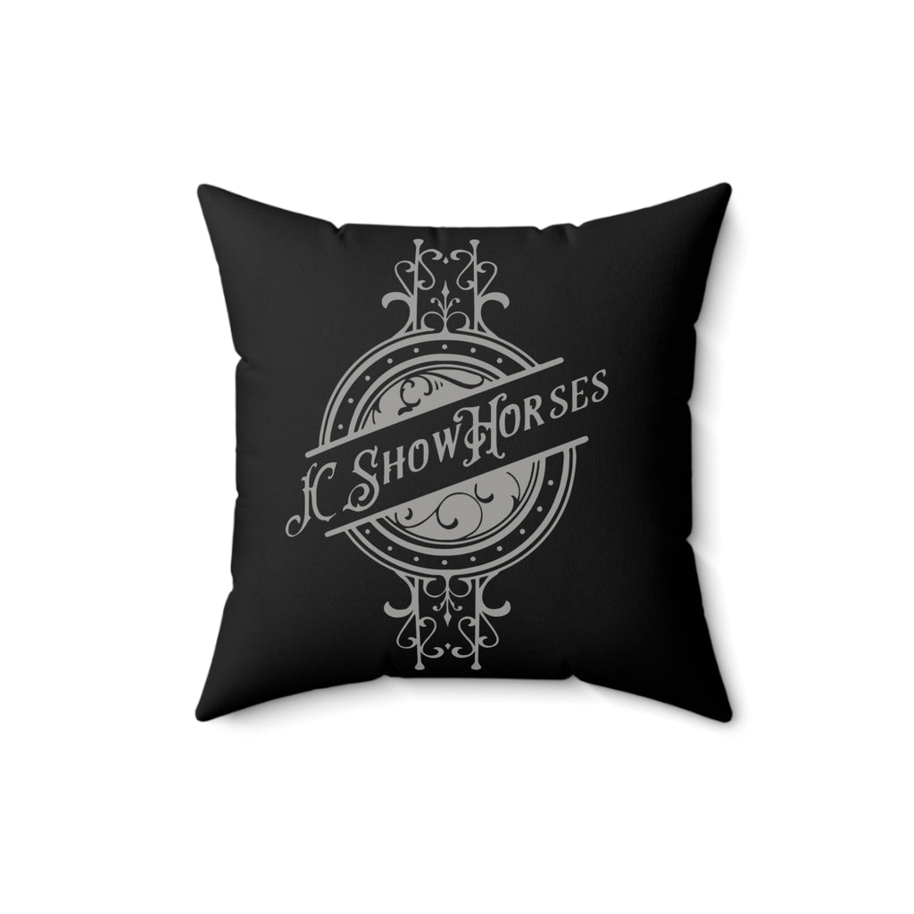 JC Show Horses Faux Suede Square Pillow