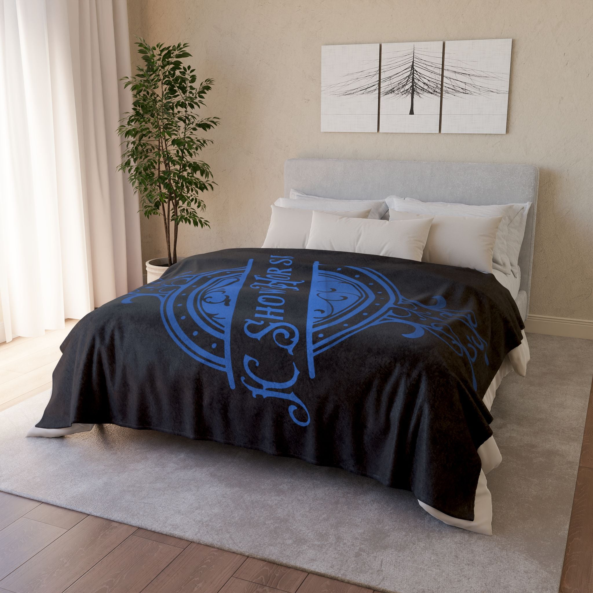 JC Show Horses Soft Polyester Blanket blue
