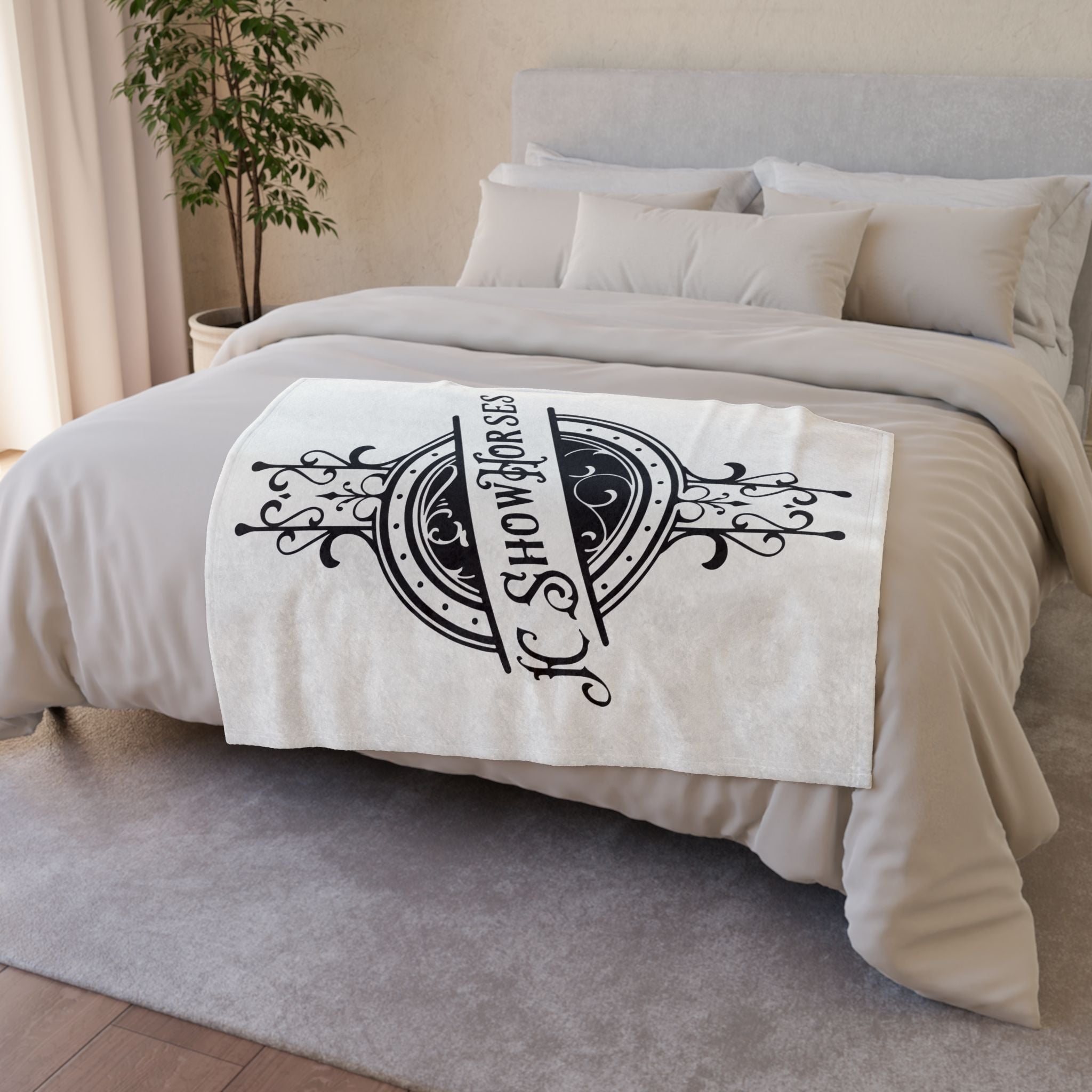 JC Show Horses Soft Polyester Blanket white