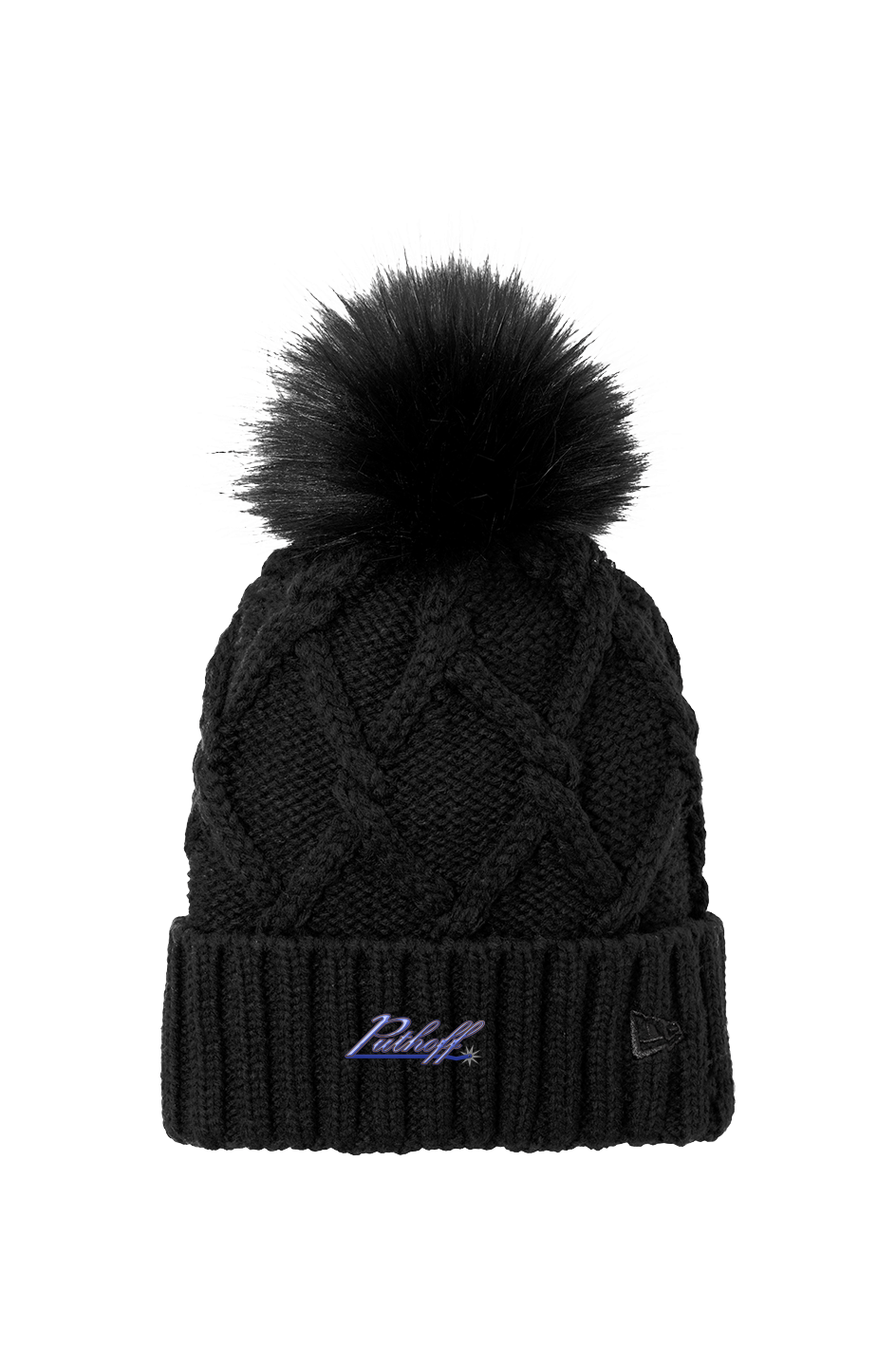 Puthoff Embroidered Faux Fur Pom Beanie