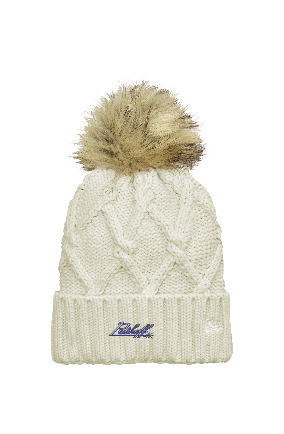 Puthoff Embroidered Faux Fur Pom Beanie