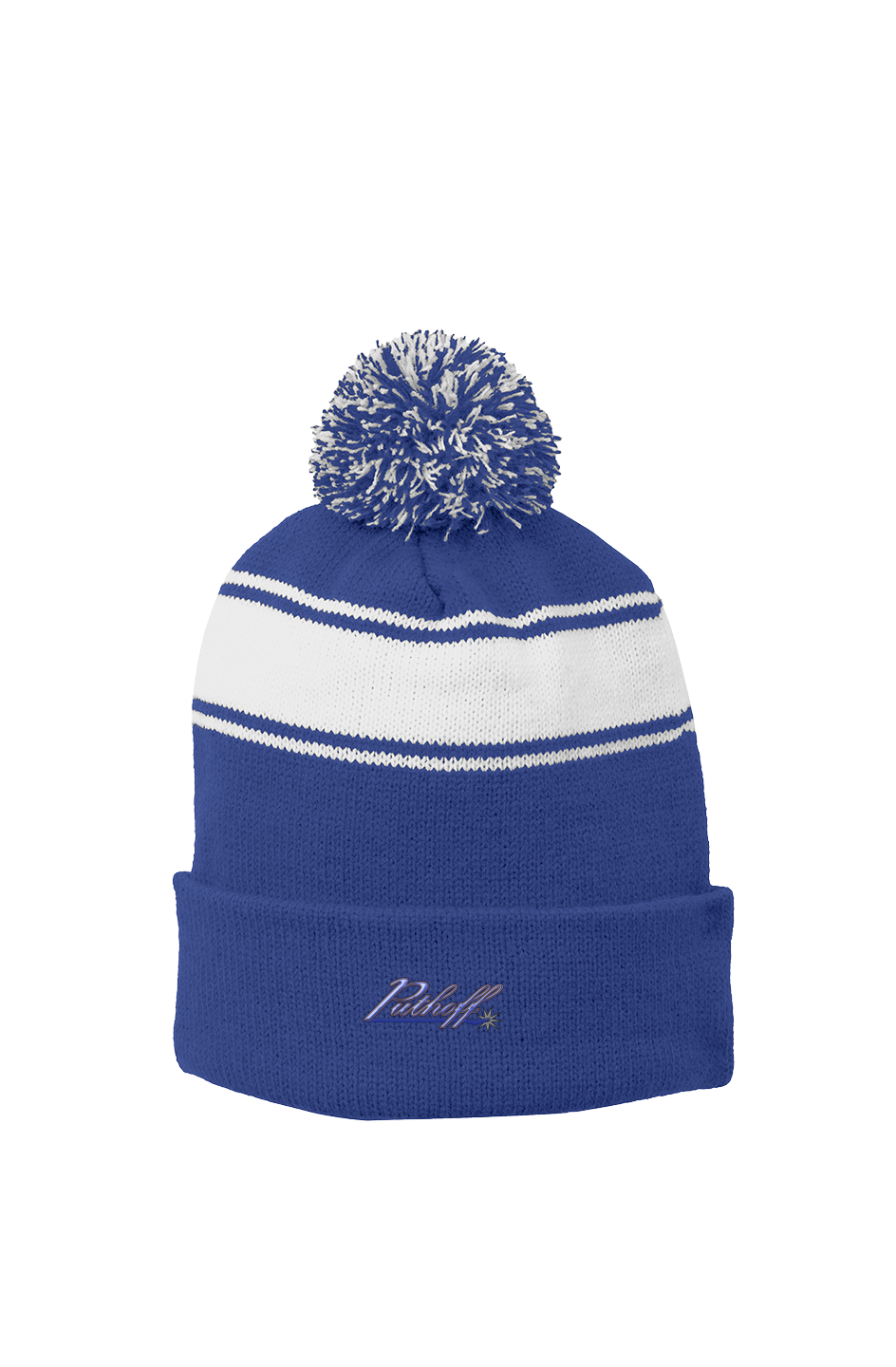 Puthoff Embroidered Stripe Pom Beanie