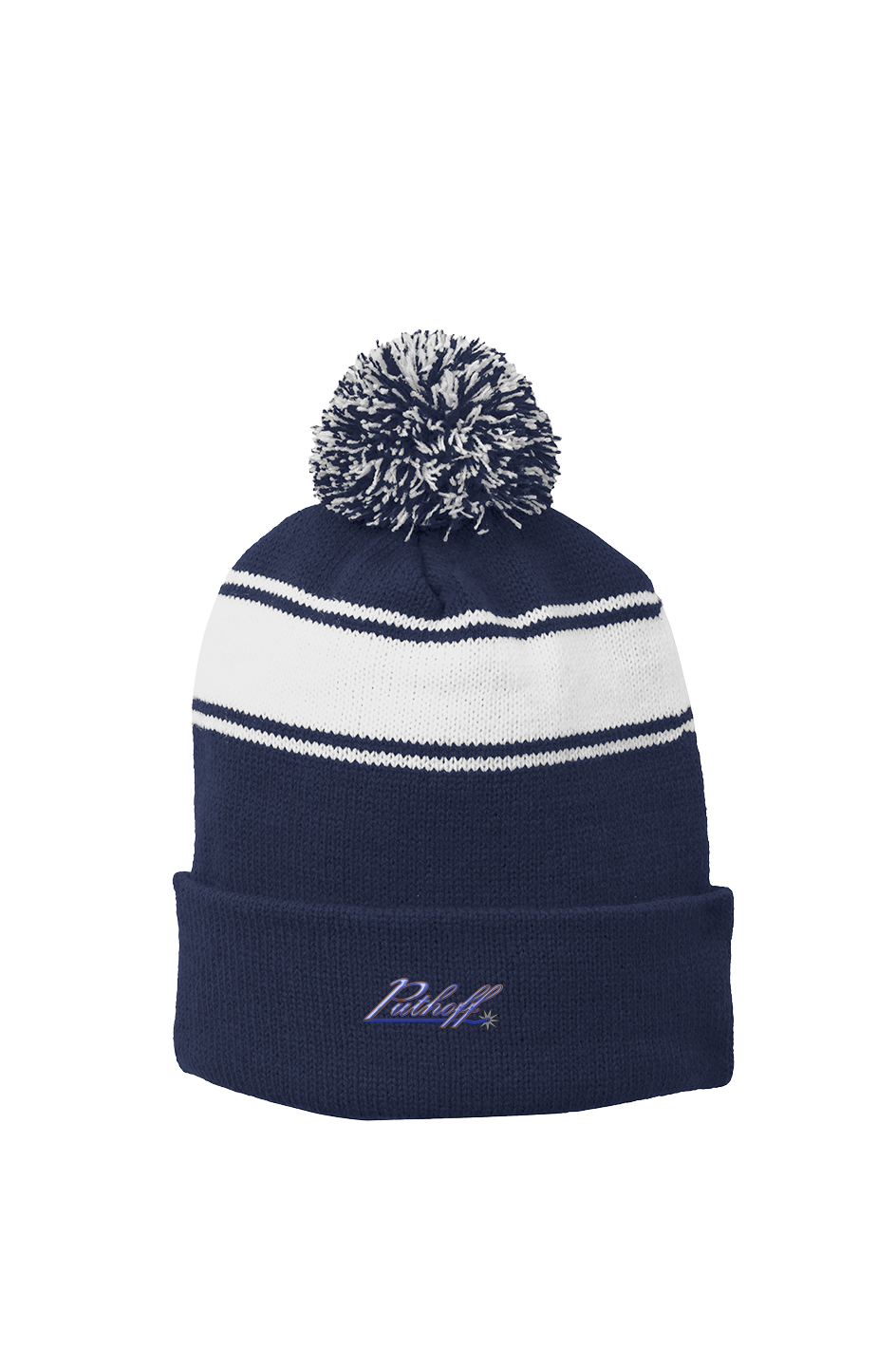 Puthoff Embroidered Stripe Pom Beanie