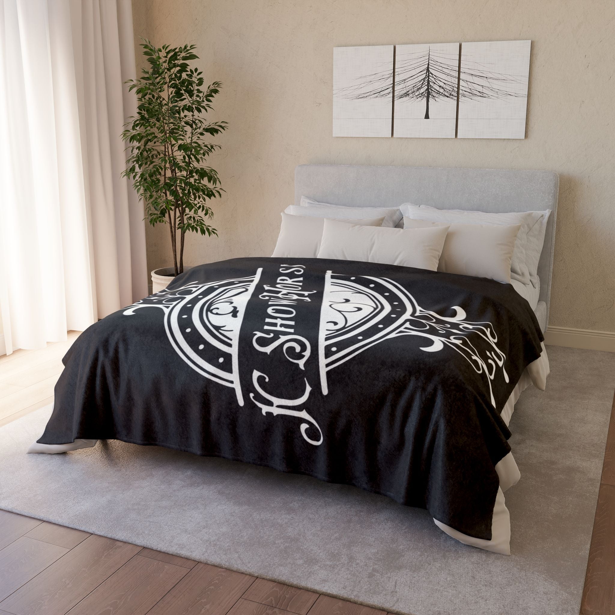 JC Show Horses Soft Polyester Blanket white/blk