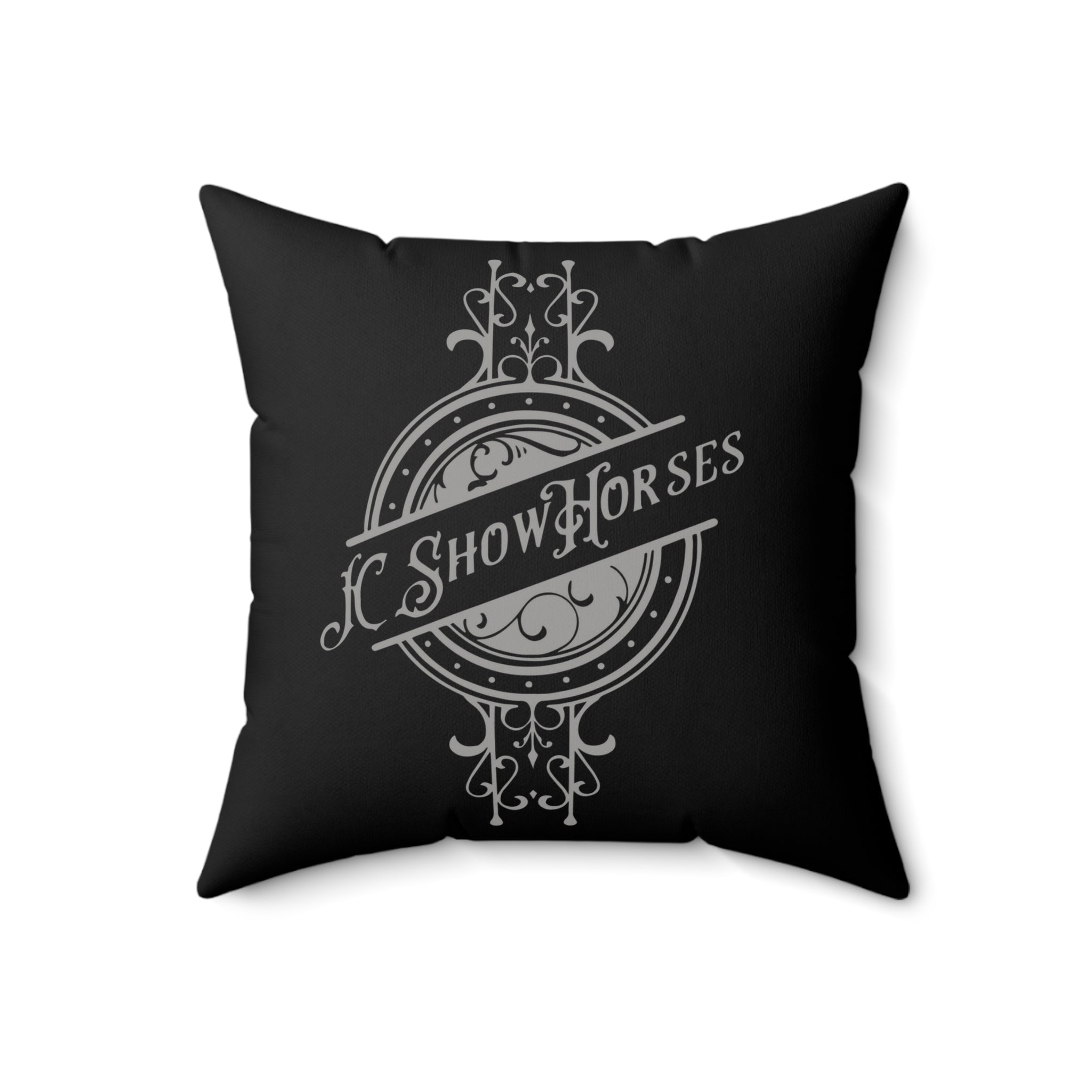 JC Show Horses Faux Suede Square Pillow