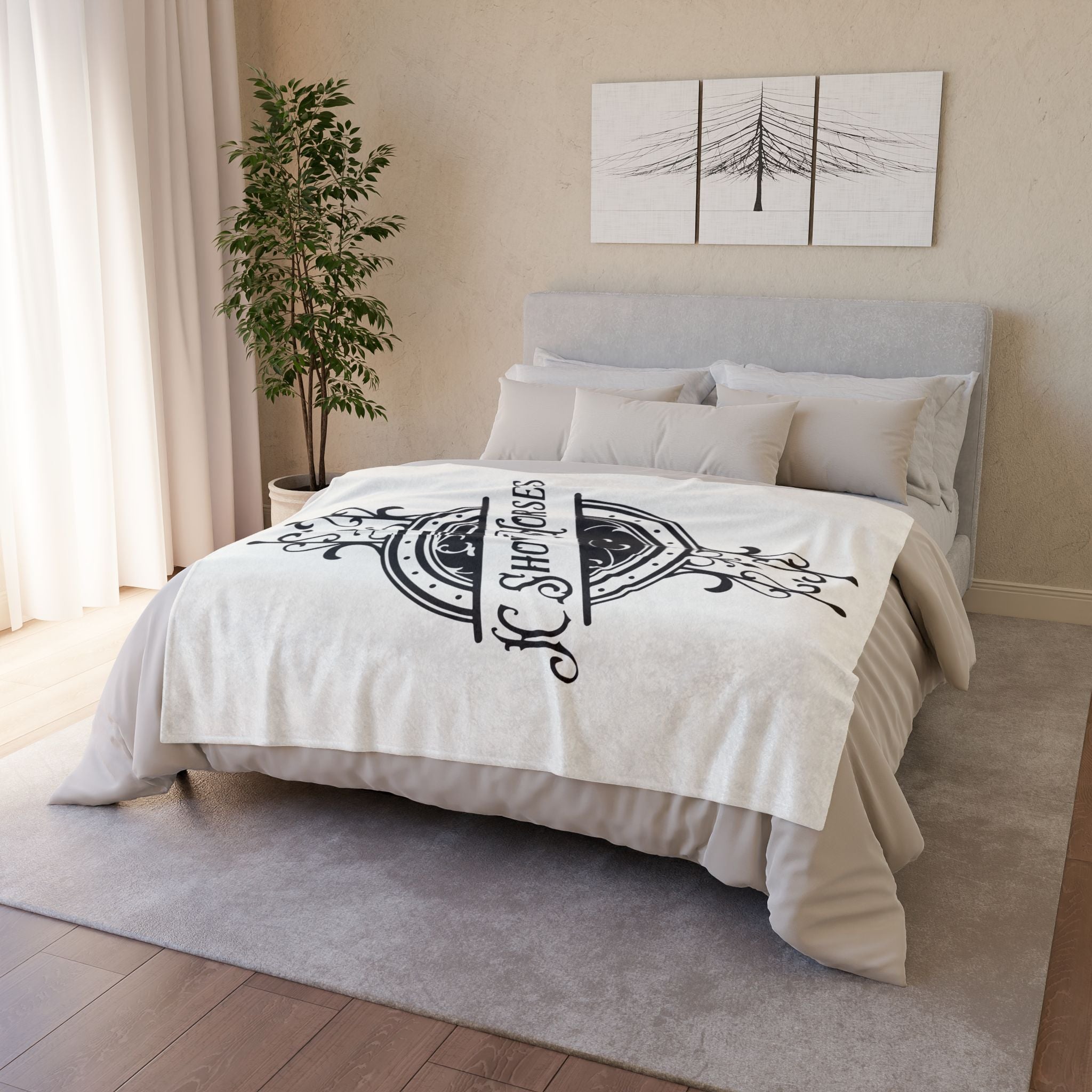 JC Show Horses Soft Polyester Blanket white